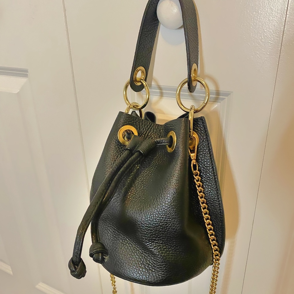 GENUINE ITALIAN LEATHER BUCKET BAG